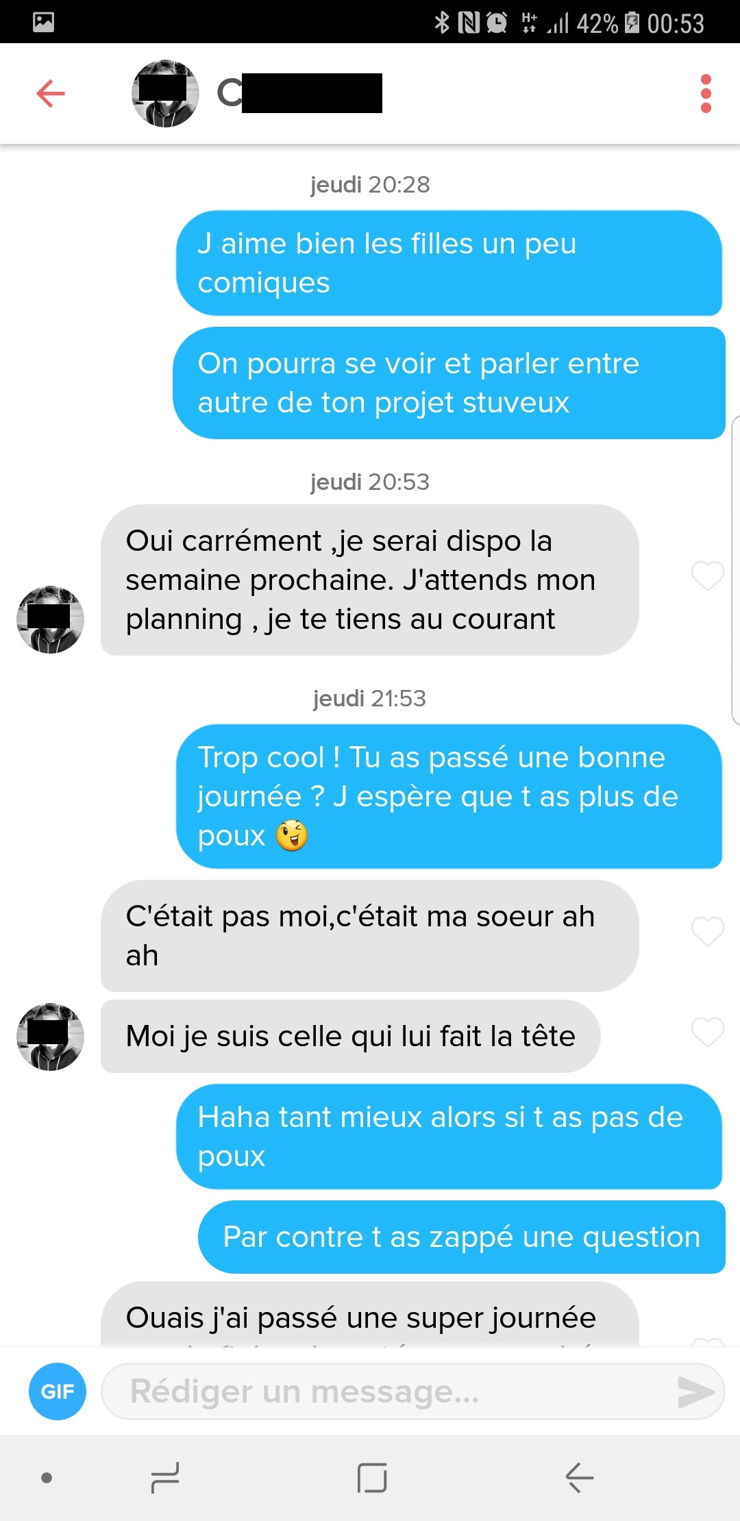 exemple discussion tinder