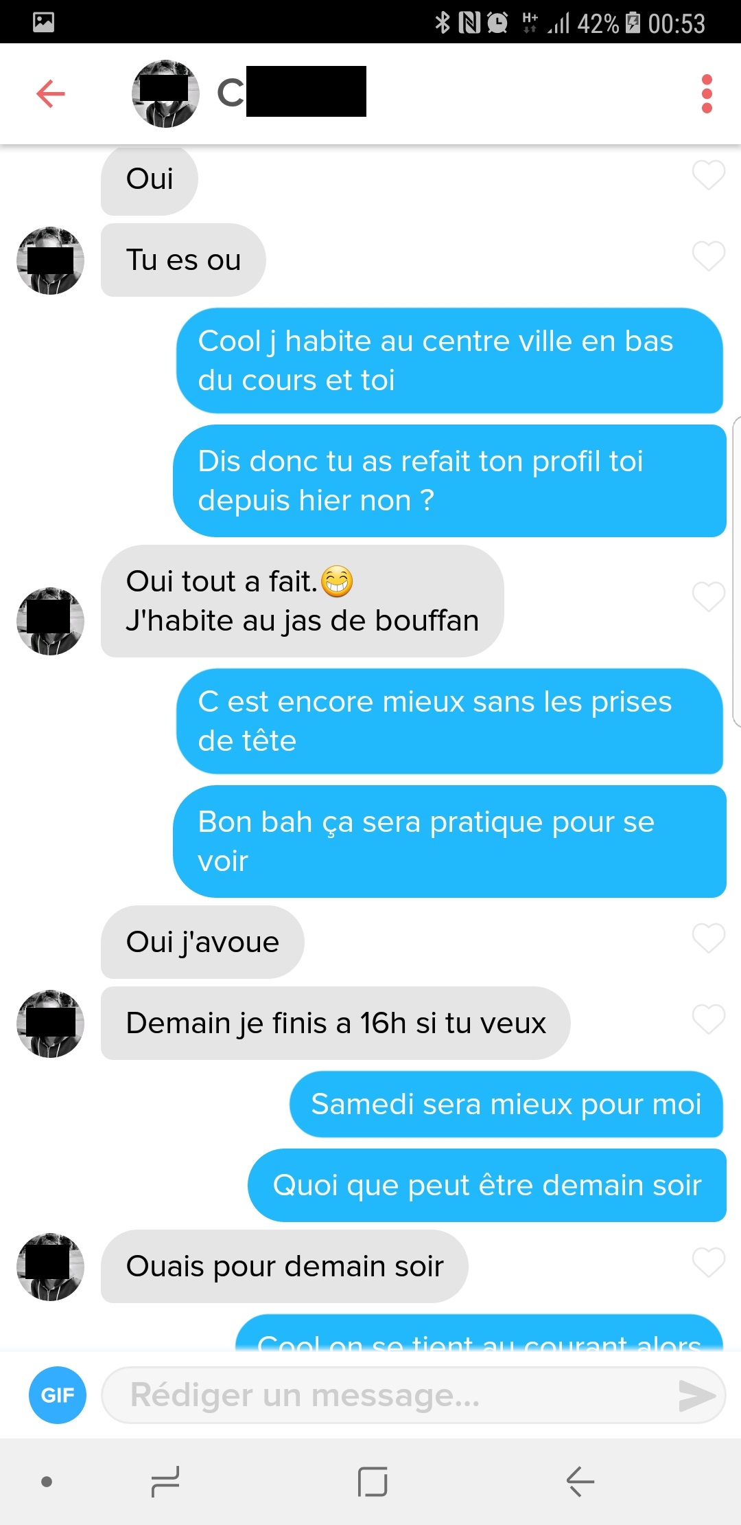 exemple tinder discussion